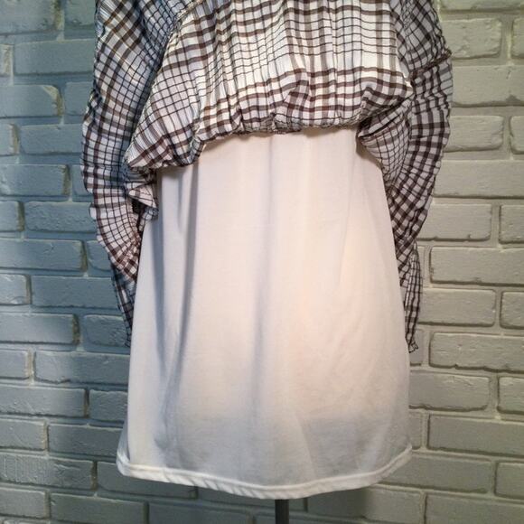 Mine Make Your Day Brown Plaid Babydoll Dress M - Picture 5 of 9